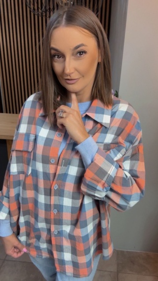 Koszula oversize w pastelową kratę – 100% bawełna