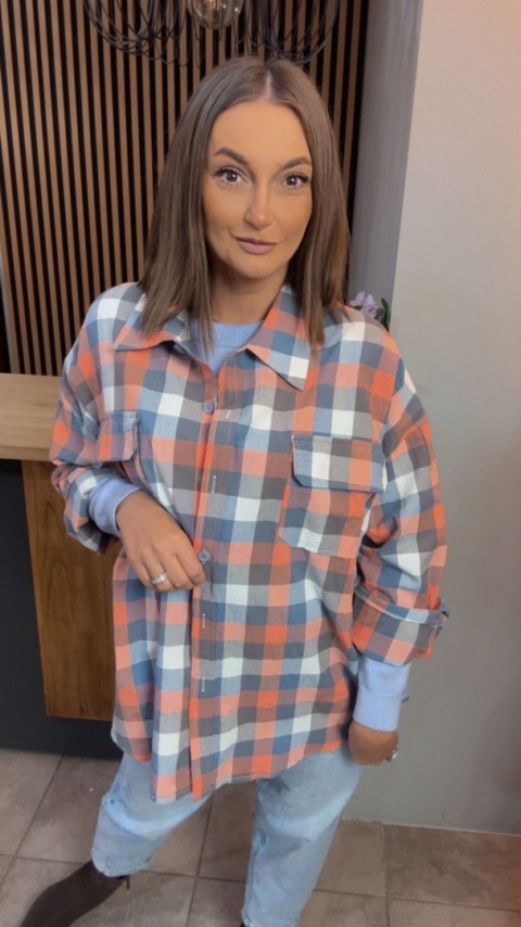 Koszula oversize w pastelową kratę – 100% bawełna