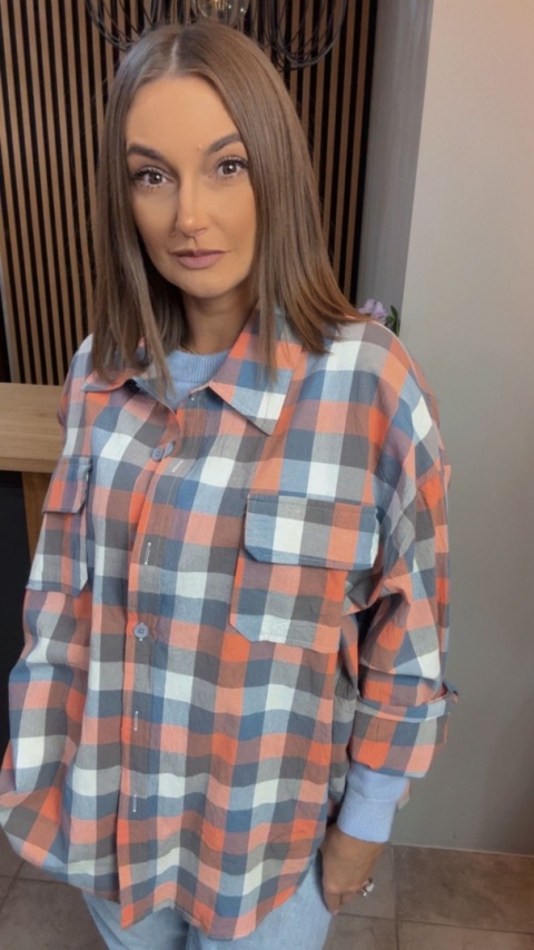 Koszula oversize w pastelową kratę – 100% bawełna