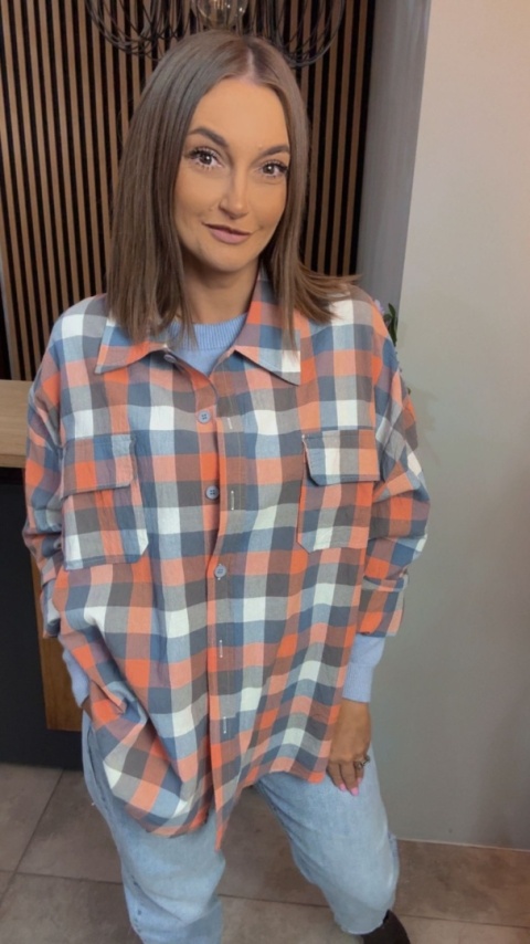 Koszula oversize w pastelową kratę – 100% bawełna