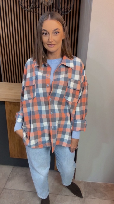 Koszula oversize w pastelową kratę – 100% bawełna