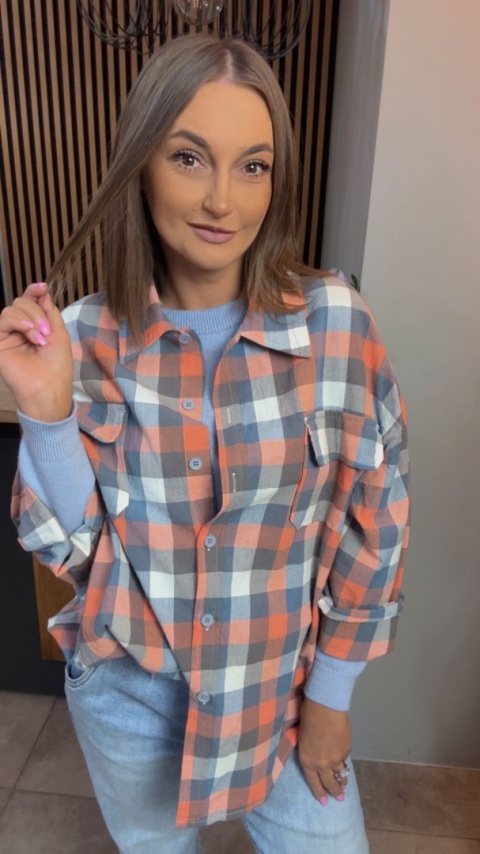 Koszula oversize w pastelową kratę – 100% bawełna