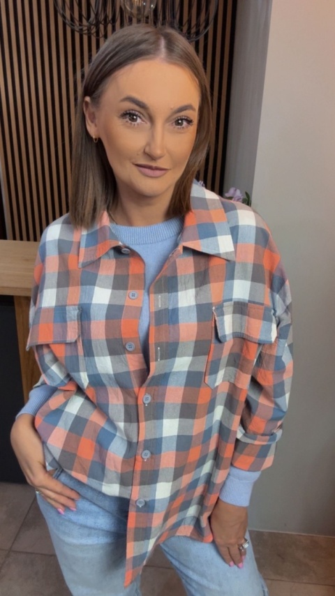 Koszula oversize w pastelową kratę – 100% bawełna