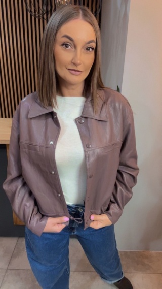 Kurtka z Ekoskóry JOY Taupe śliwkowy