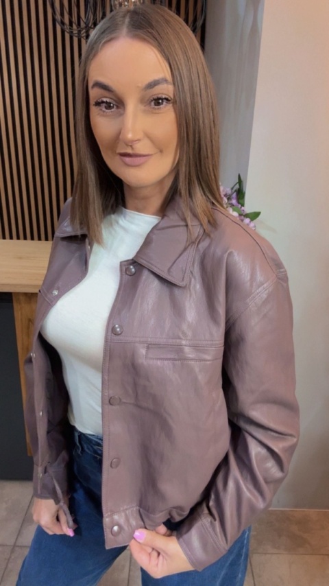 Kurtka z Ekoskóry JOY Taupe śliwkowy