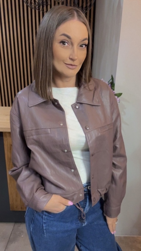 Kurtka z Ekoskóry JOY Taupe śliwkowy