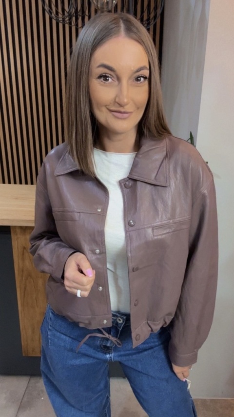 Kurtka z Ekoskóry JOY Taupe śliwkowy