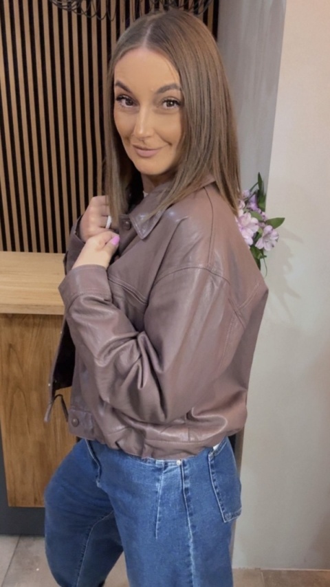 Kurtka z Ekoskóry JOY Taupe śliwkowy