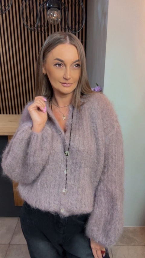 Sweter Kardigan z Kid Mohair GIANCHI - Fango