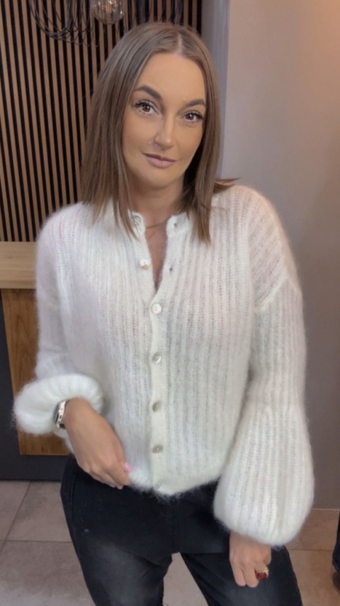 Sweter Kardigan z Kid Mohair GIANCHI – Śmietanka