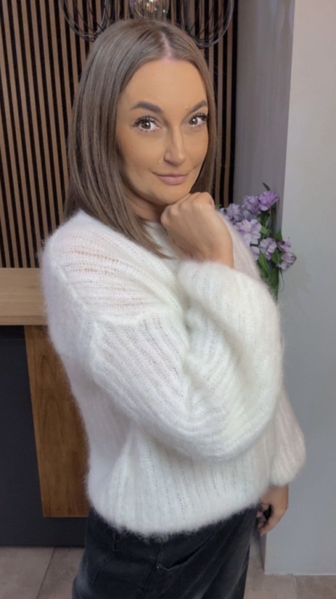 Sweter Kardigan z Kid Mohair GIANCHI – Śmietanka