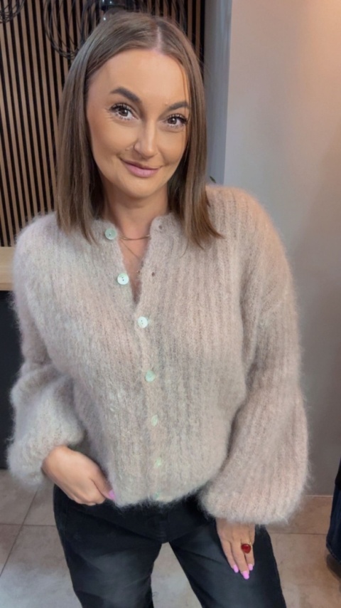 Sweter Kardigan z Kid Mohair GIANCHI – Soft Taupe