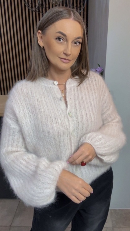 Sweter Kardigan z Kid Mohair GIANCHI – Beżowy