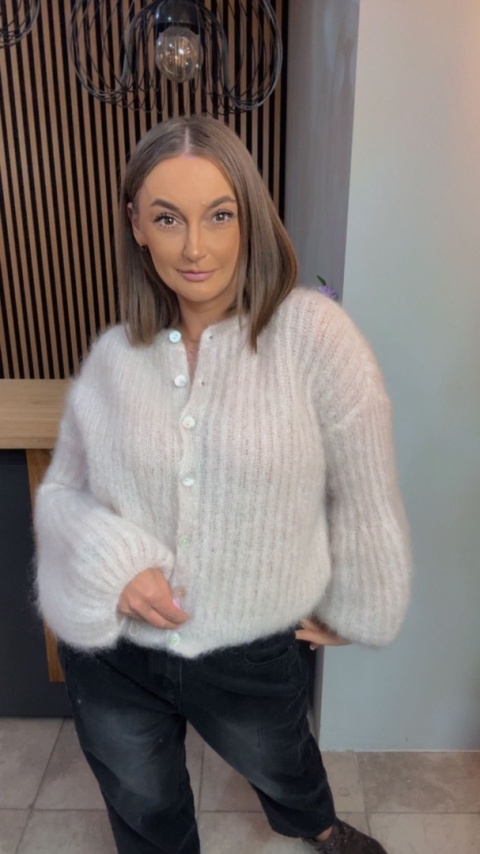 Sweter Kardigan z Kid Mohair GIANCHI – Beżowy