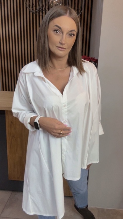 Asymetryczna koszula oversize Dolce Vita – Biała