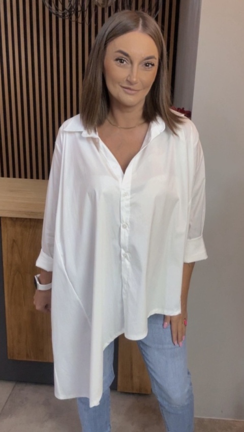Asymetryczna koszula oversize Dolce Vita – Biała