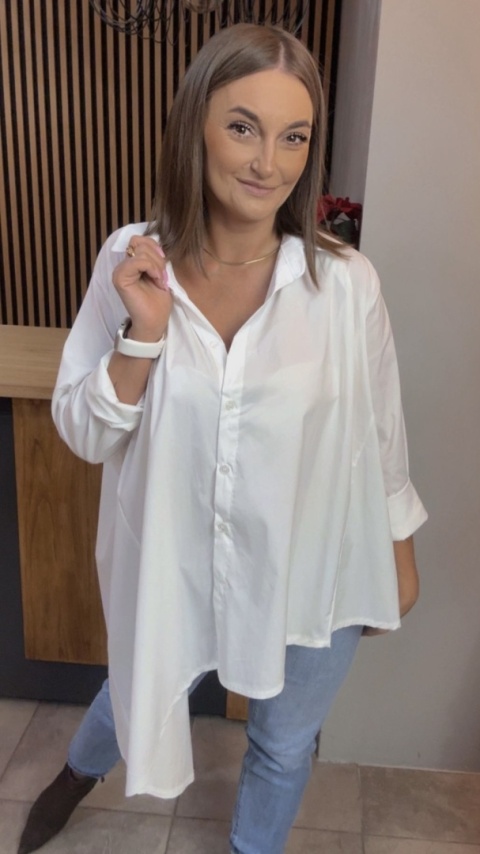 Asymetryczna koszula oversize Dolce Vita – Biała