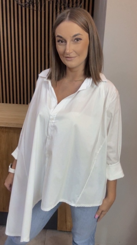 Asymetryczna koszula oversize Dolce Vita – Biała