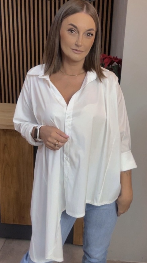 Asymetryczna koszula oversize Dolce Vita – Biała