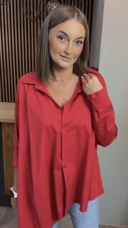 Asymetryczna koszula oversize Dolce Vita – Czerwona