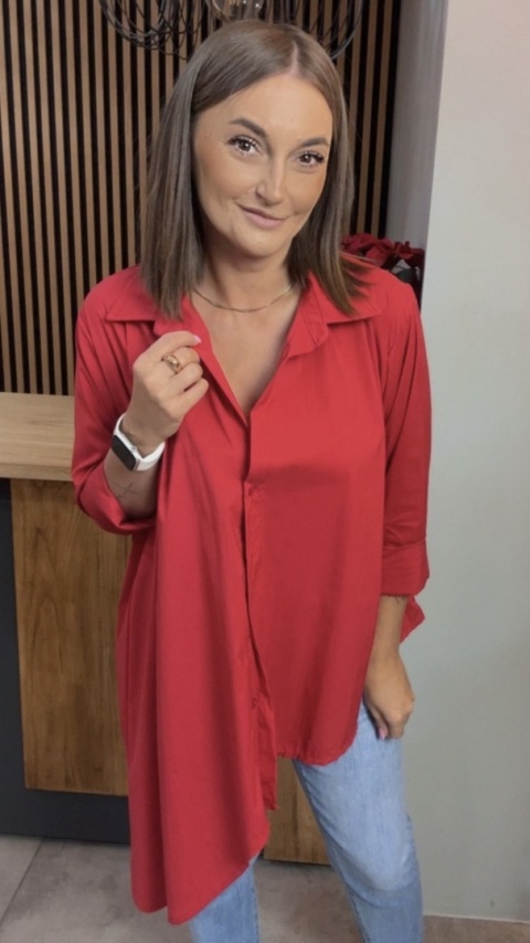 Asymetryczna koszula oversize Dolce Vita – Czerwona