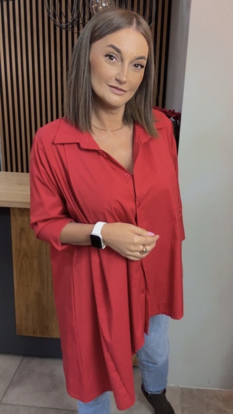 Asymetryczna koszula oversize Dolce Vita – Czerwona