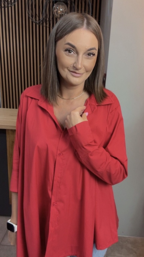 Asymetryczna koszula oversize Dolce Vita – Czerwona