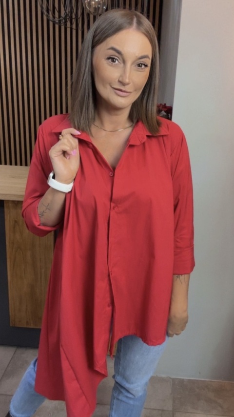 Asymetryczna koszula oversize Dolce Vita – Czerwona