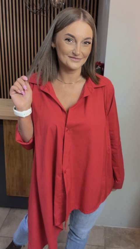 Asymetryczna koszula oversize Dolce Vita – Czerwona