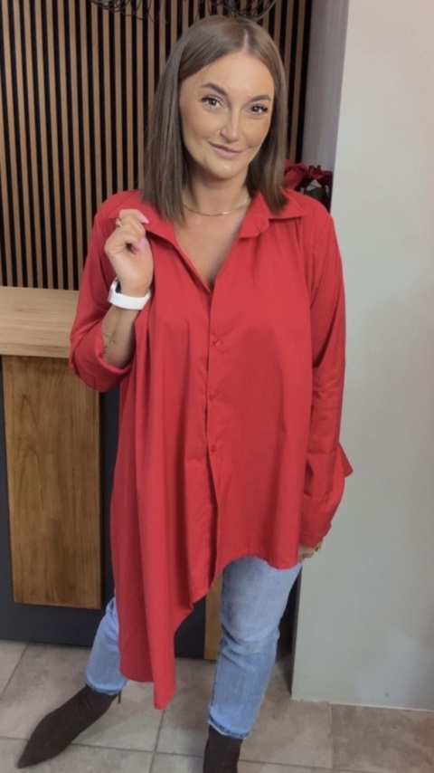 Asymetryczna koszula oversize Dolce Vita – Czerwona