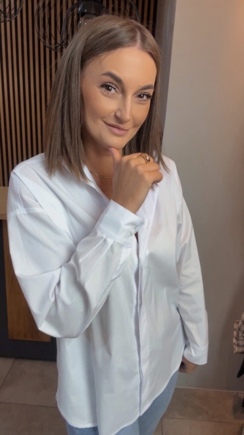 Elegancka koszula oversize Madame Sue - Biała