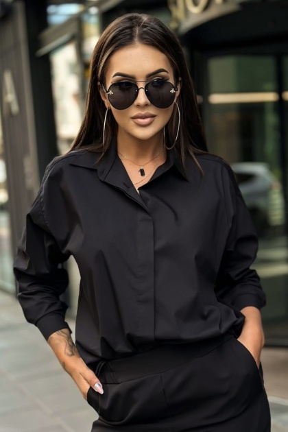 Elegancka koszula oversize Madame Sue - Czarna