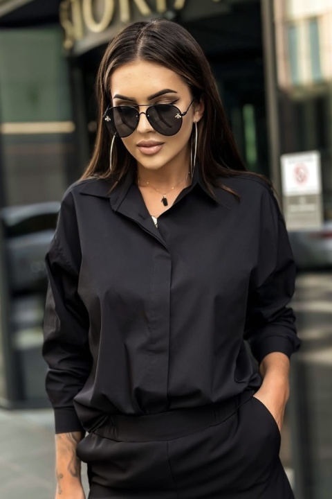 Elegancka koszula oversize Madame Sue - Czarna