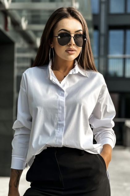 Elegancka koszula oversize Madame Sue - Biała