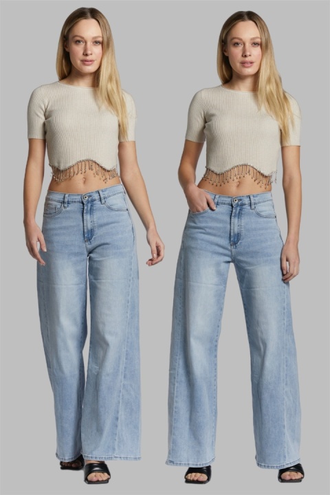 Jeansy 3D Denim Wide Leg 3D-9211