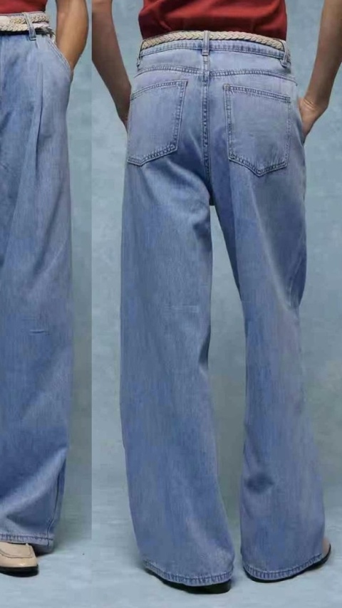 Jeansy Gioya Co. Wide Leg z plisowaniem i paskiem