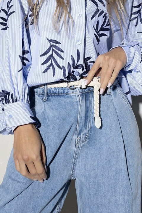 Jeansy Gioya Co. Wide Leg z plisowaniem i paskiem