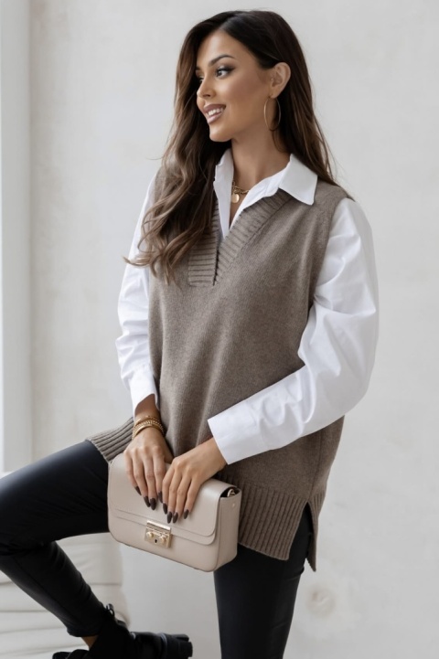 Kamizelka wełniana Madame Sue - Taupe