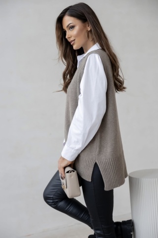 Kamizelka wełniana Madame Sue - Taupe