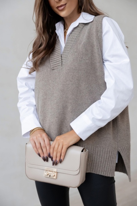 Kamizelka wełniana Madame Sue - Taupe