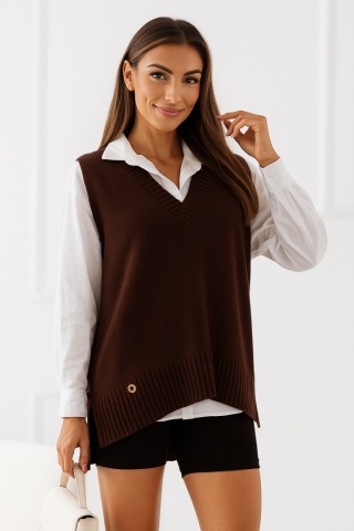 Kamizelka wełniana Madame Sue - Czekolada