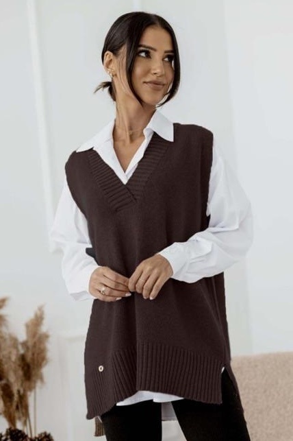 Kamizelka wełniana Madame Sue - Czekolada