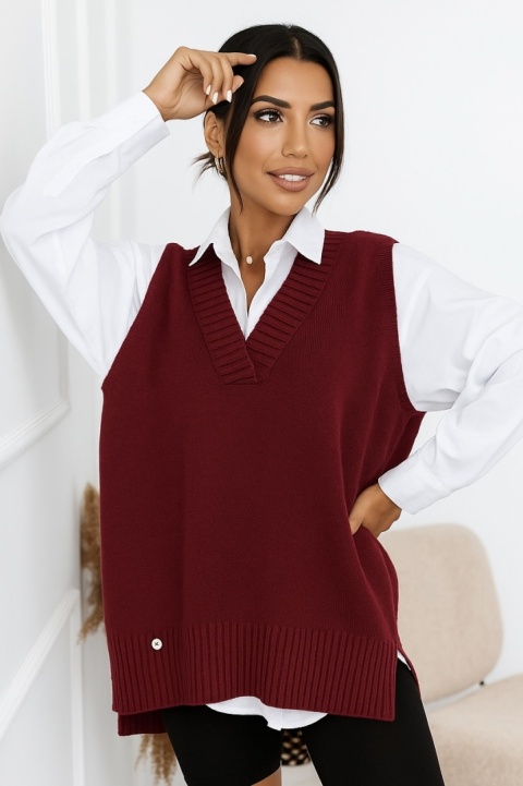 Kamizelka wełniana Madame Sue - Bordowa
