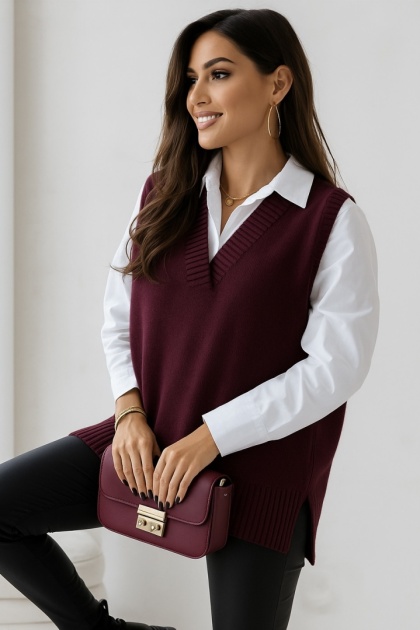 Kamizelka wełniana Madame Sue - Śliwka