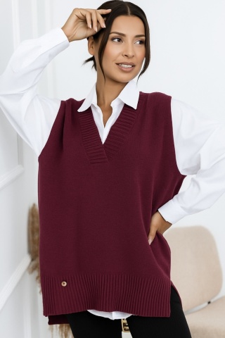 Kamizelka wełniana Madame Sue - Śliwka