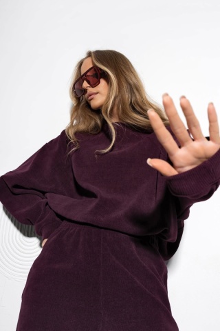 Komplet sztruksowy Lenoshka - Śliwka