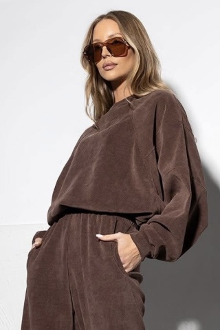 Komplet sztruksowy Lenoshka - Brązowy