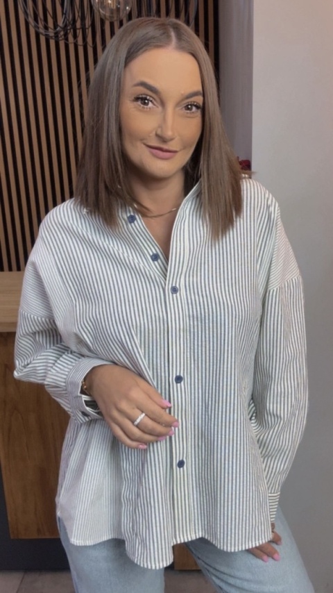 Koszula w paski oversize WIYA - Blu