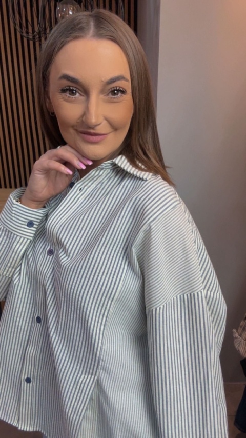 Koszula w paski oversize WIYA - Blu