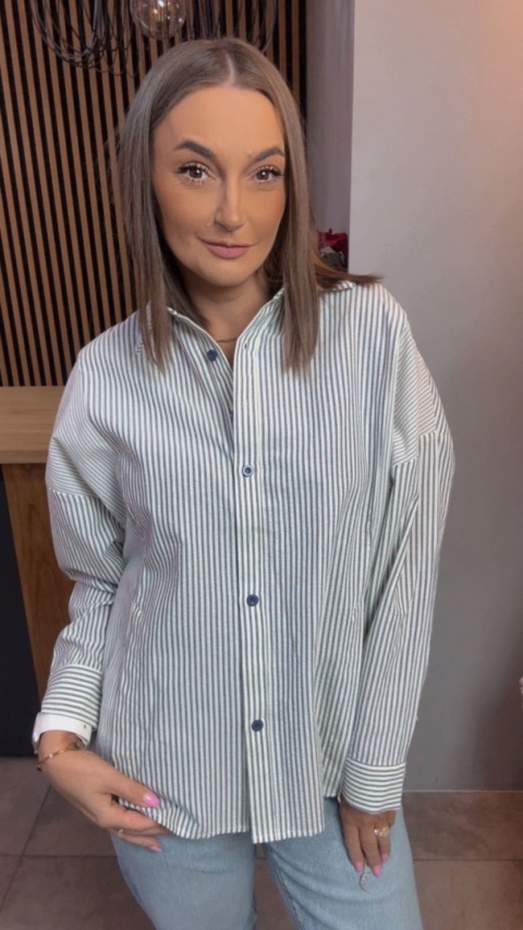 Koszula w paski oversize WIYA - Blu
